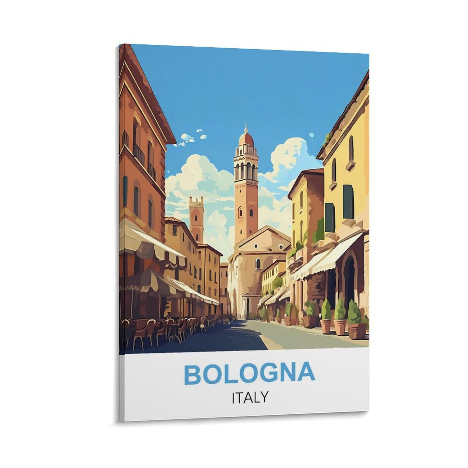 CTZIKWW Bologna Italy Vintage Travel Poster 16x24inch(40x60cm) Canvas Art Prints Picture Wall Art Painting