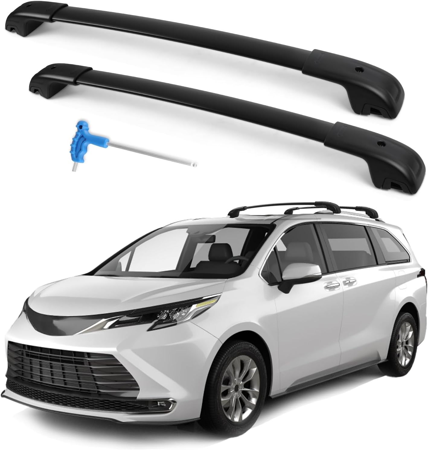Roof Rack Cross Bars Compatible with Toyota Sienna 2021-2025, 300LBS Heavy Duty Adjustable Aluminum Cargo Bar for Rooftop Carrier, Cross Bars for Luggage, Kayak, Canoe, Bike, Snowboard