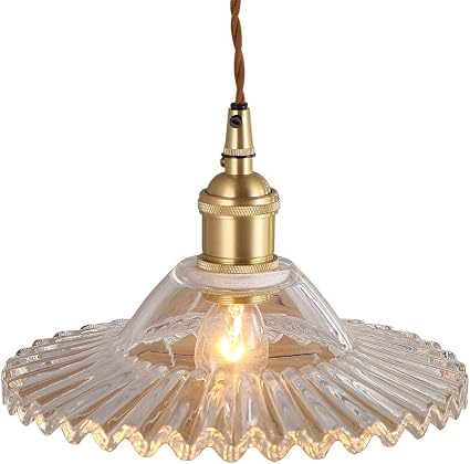 Amazon Venus Lighting ペンダントライト おしゃれ ガラス 天井照明 Led 照明器具 昭和 レトロ アンティーク キッチン 階段 寝室 食卓 玄関 トイレ ダイニング ベッドルーム リビング ストライプ ヴィンテージ シンプル かわいい クリア Venus Lighting ペンダント