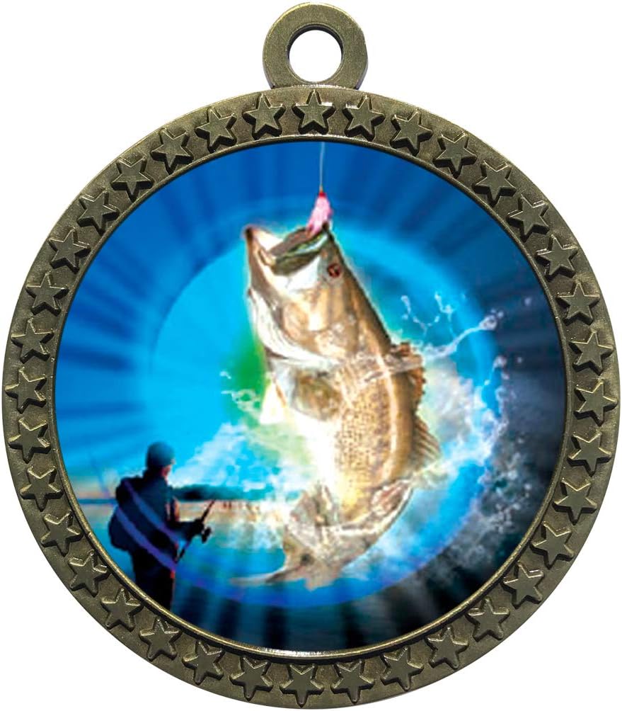 Express Medals 1 to 50 Packs Bass Fishing Gold Medal Trophy Award with Neck Ribbon D212-MY421
