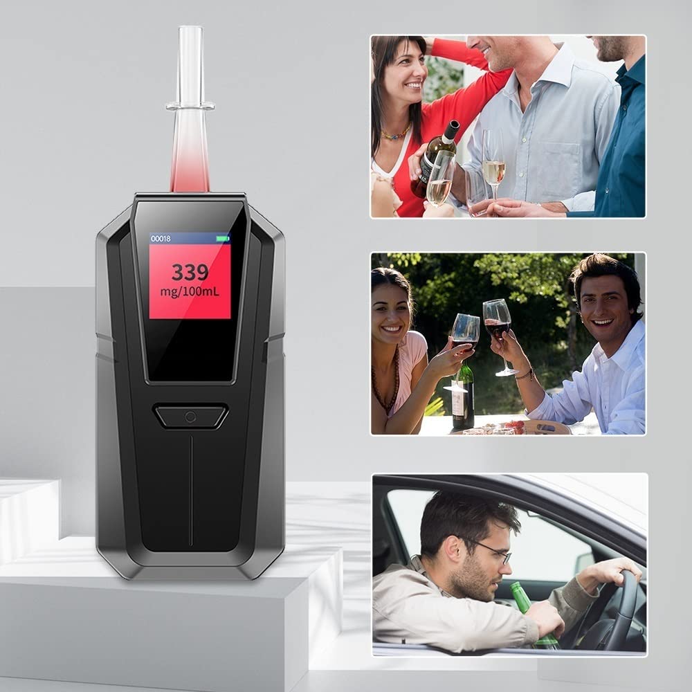 Przenośny test na obecność alkoholu, wykrywanie wyników w 10 sekund, alkomat z akumulatorem, ekran LCD dla kierowców i do użytku domowego