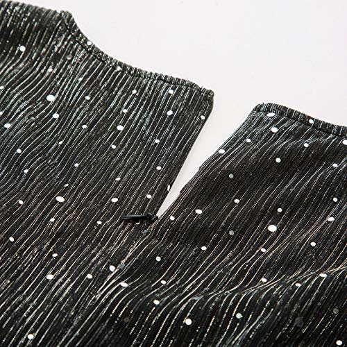 Belle Poque Women's Retro Black Evening Cocktail Dress Ruffle Sleeve Slim Business Bodycon Dress(L,Black) #TOP5