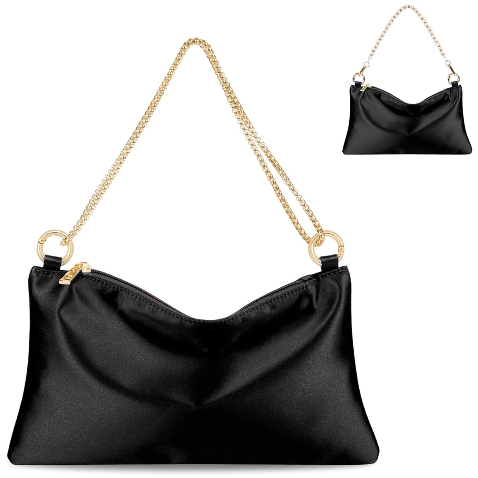 MGBPEI Women Satin Evening Handbag Wedding Prom Clutch Purse Formal Cocktail Party Clutches Shoulder Bag with 2 Bag Chains