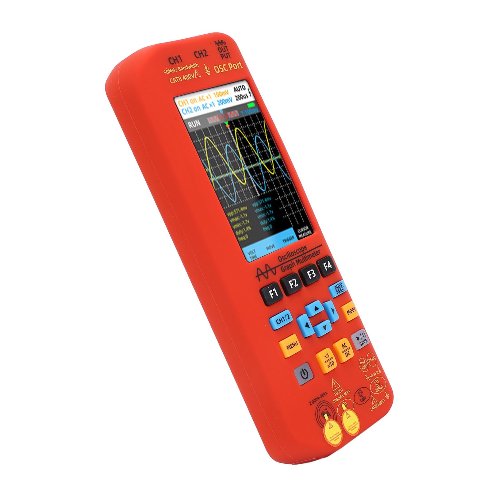 2 Channel Oscilloscope, 3 in 1 Oscilloscope Multimeter Generator 2 Channels 50MHz Bandwidth Handheld Oscilloscope, Labsupplies