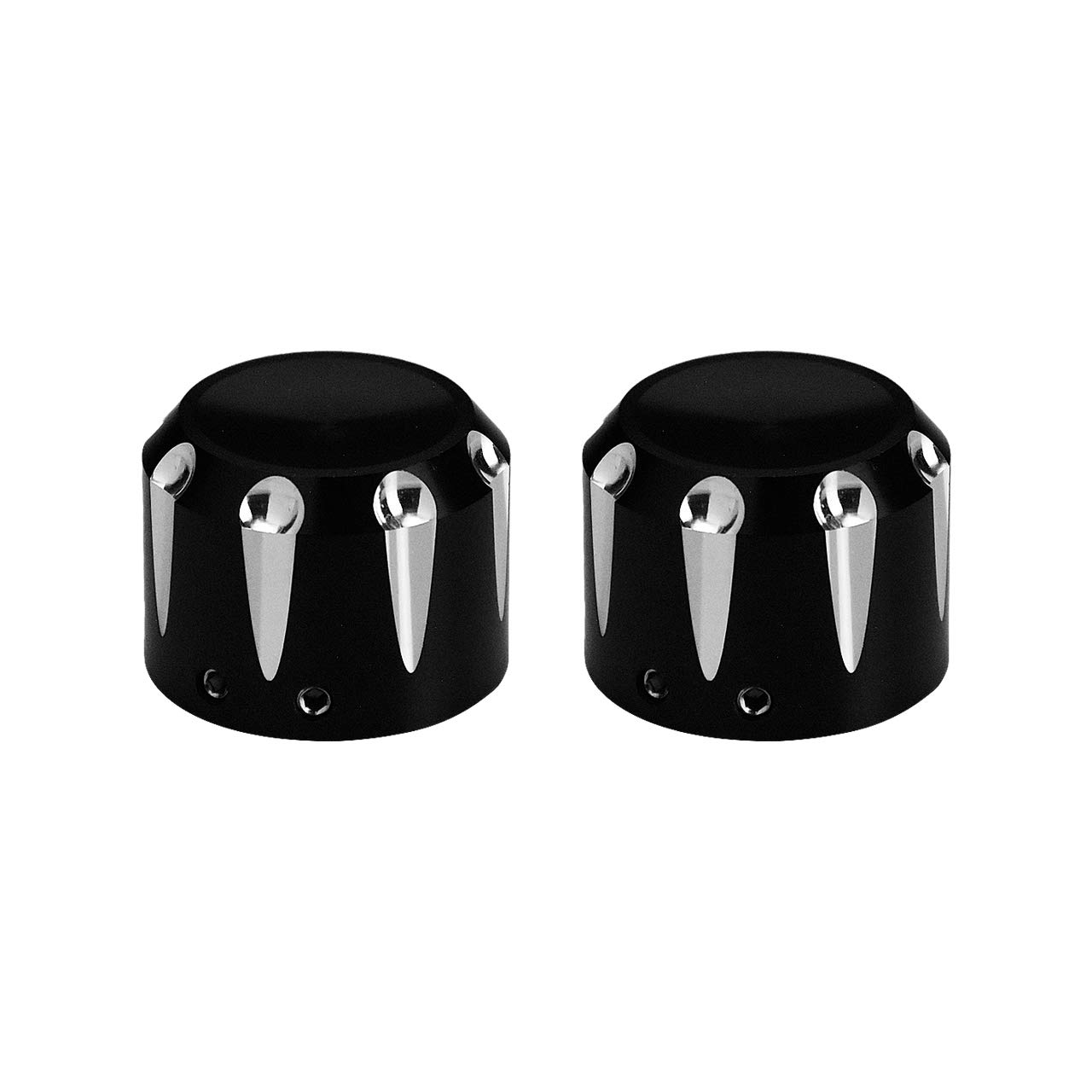 Lot de 2 cache-écrous pour essieu avant pour Harley Sportster XL 1200 Dyna Softail Fat Boy Touring Street Road Electra Tri Glide Noir
