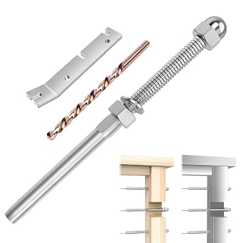 CKE 50 حزمة كابل الدرابزين كيت - اليد Swage الخيوط مسمار الموتر نهاية تركيب محطة ل 1/8 "كابل، 2 x2 الخشب/المعادن آخر سطح السفينة درج الدرابزين الأجهزة، T316 الفولاذ المقاوم للصدأ، CR06