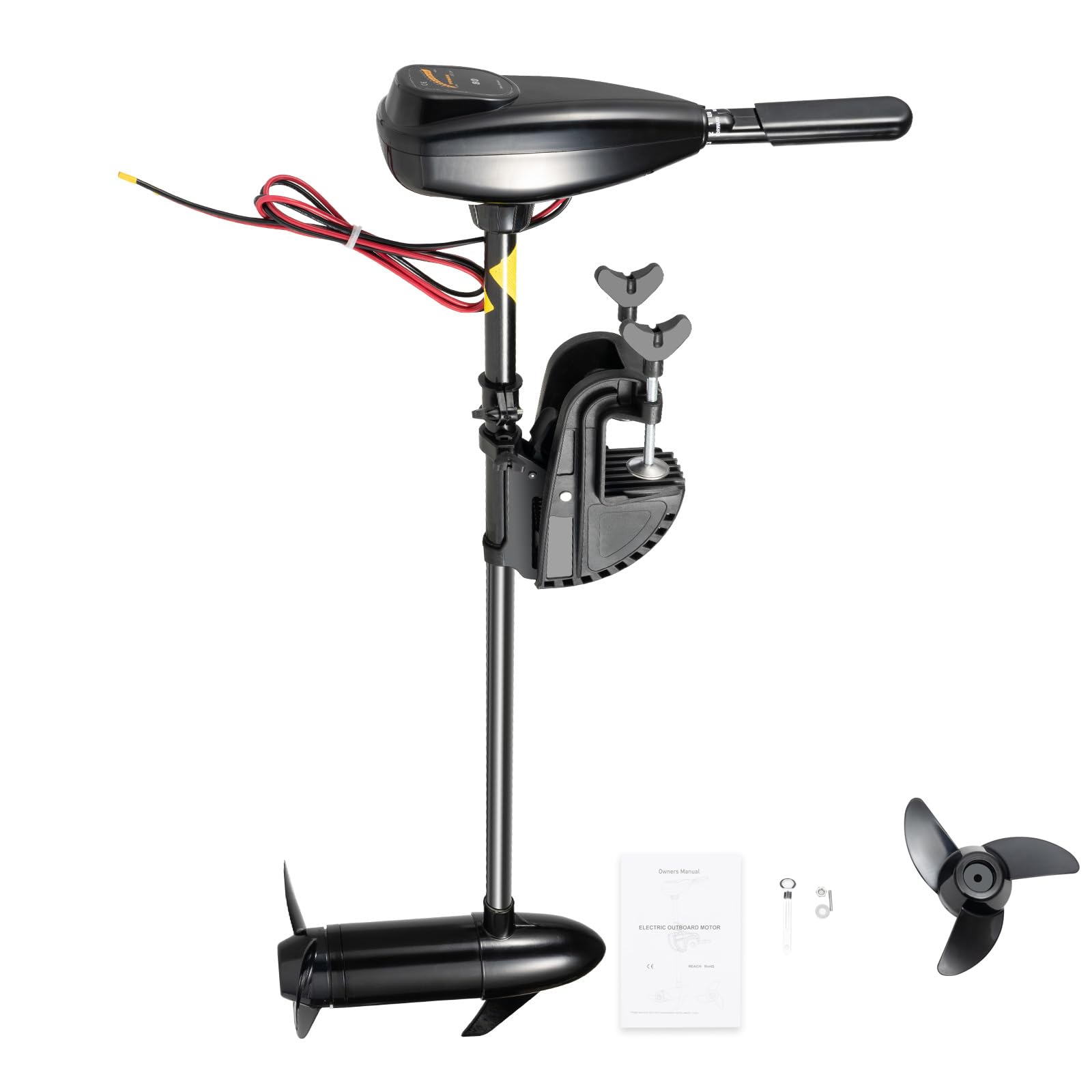 12V 80LBS Moteur Hors-Bord Électrique, Moteur de Bateau Électrique avec Hélice Ventilatrice, avec 5 Vitesses Avant, 3 Vitesses Arrière, Moteur de Trolling Électrique 626W, 45–56 cm, 1850kg de