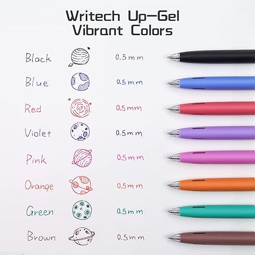 Miniatura 4 de WRITECH Bolígrafos de tinta de gel retráctiles bolígrafo multicolor de punta fina de 0.020 in, sin manchas ni sangrado para diario, bocetos, dibujo,