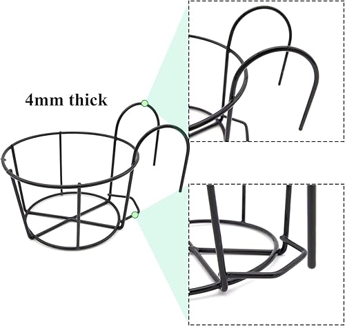 3 Pièces Paniers de jardinière à Rail Suspendu Support Jardiniere Balcon Rond Paniers de Fleurs Suspendus en Fer, Convient pour Balcon,Jardin,Clôture,Intérieur Et Extérieur - 3