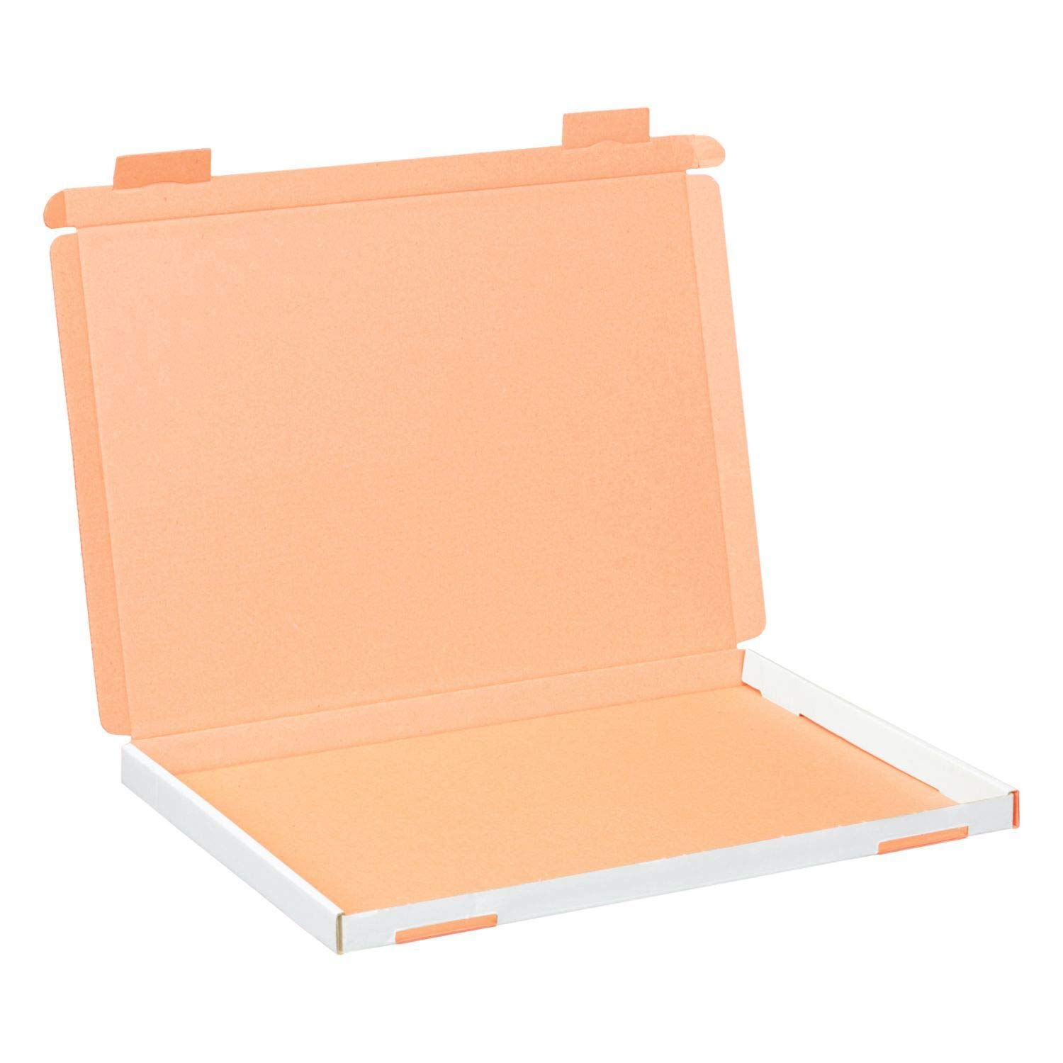 smiley pack 100x Großbriefkartons 350 x 250 x 20 mm weiß DIN A4 B4 stabiler Versandkarton Postkarton Faltschachtel für Warensendung, Büchersendung und Großbrief mit Steckverschluss (100 Stück)