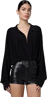 Norma Kamali Women's Super Oversized Boyfriend Nk Shirt Bodysuit