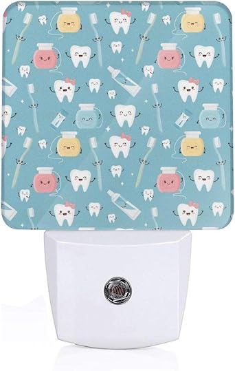 Dental Happy Teeth Friends Blue Tooth Cute Night Lights Plug into Wall Nightlight for Bedroom, Hallway, Stairs, Kitchen