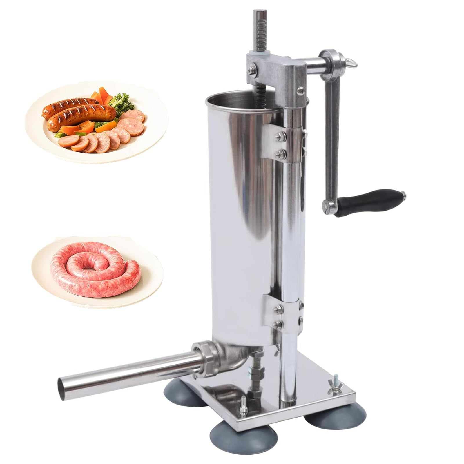 XNXYSMKJ Sausage Stuffer Stainless Steel Maker with 4 Filling Nozzles,2/4L Capacity,for Butchers, Delis,Kitchen Use, Professional Quality Sausage Filler (4L)