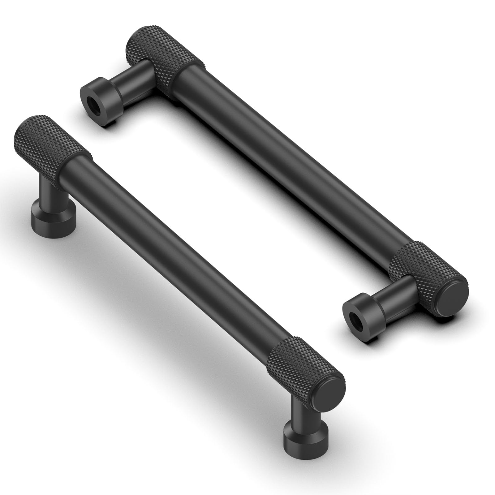 Asimerdeco 10 Pack Matte Black Knurled Cabinet Pulls 5 Inch(128mm) Kitchen Cabinet Handles Cabinet Hardware Drawer Pulls