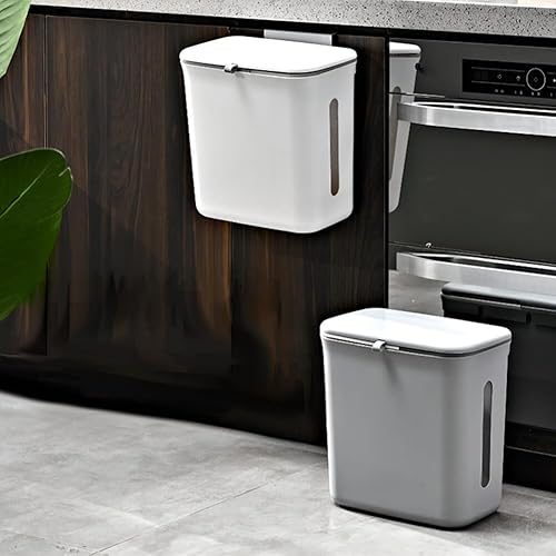 Miniatura 3 de Contenedor de compost de cocina para encimera o debajo del fregadero, cubo de basura de cocina para colgar en la pared, pequeño bote de basura con