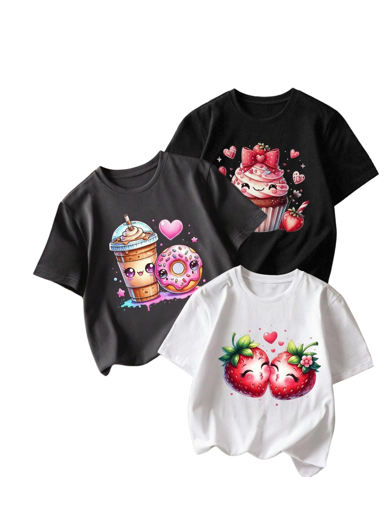 RoseSeek Girl's Graphic Tees Crewneck Summer T Shirt Tops Cute Clothes