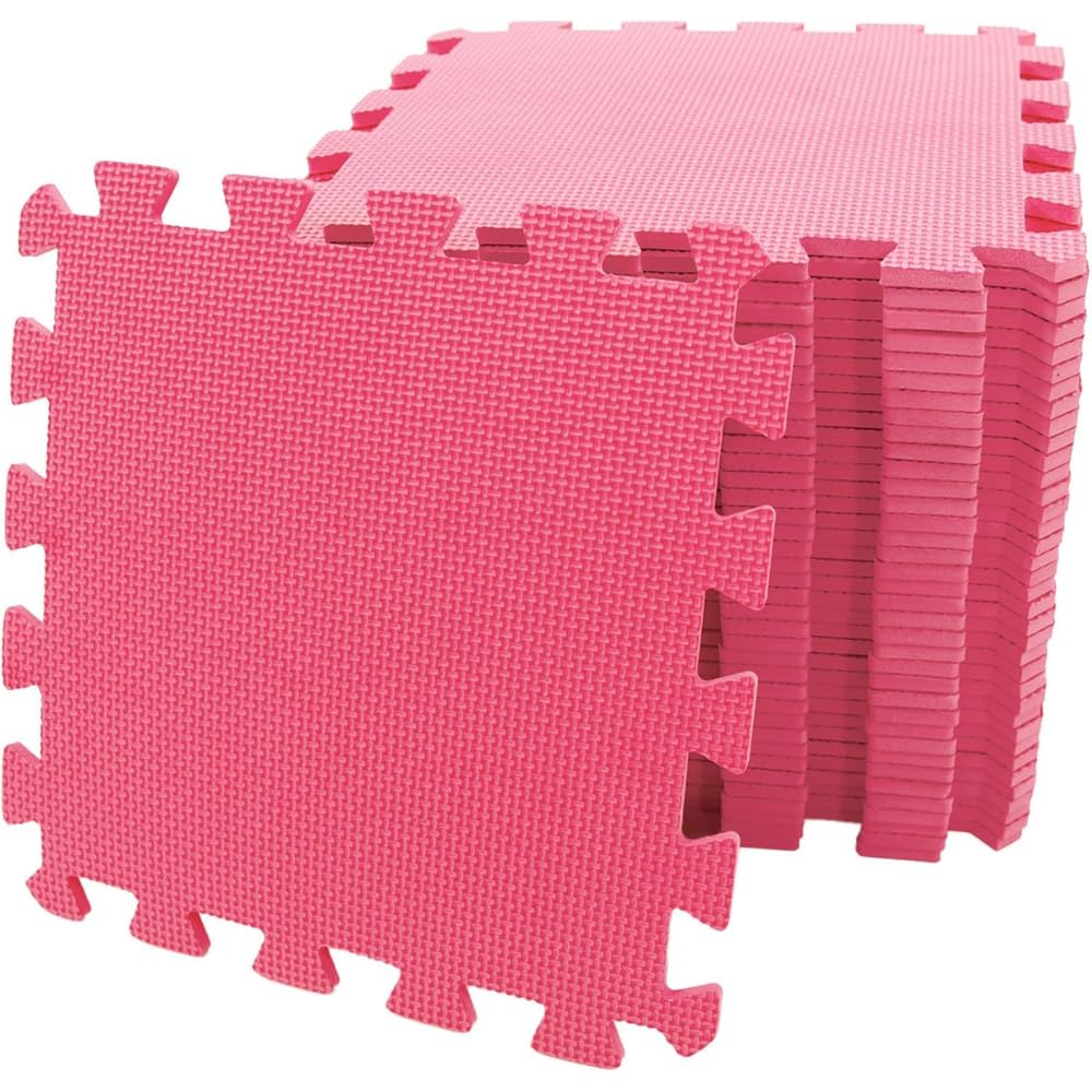 eMKay® 9pcs PINK Interlocking Foam Floor Mat 29x29cm | Eva Soft Puzzle Floor Tiles | Non Slip Cushioned Flooring For Home Gym Yoga Fitness Playroom Garage Workout Studio & Kids Play Area (PINK)