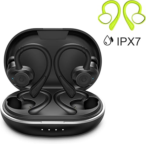 Wireless Earbuds, HolyHigh Running Headphones In-Ear Headphone Waterproof IPX7 Bluetooth 5.0 Earphones 6 + 30H Enhanced Playtime Auto On/Off/Pairing Over Ear Hi-Fi Stereo for Sports Gym Fitness