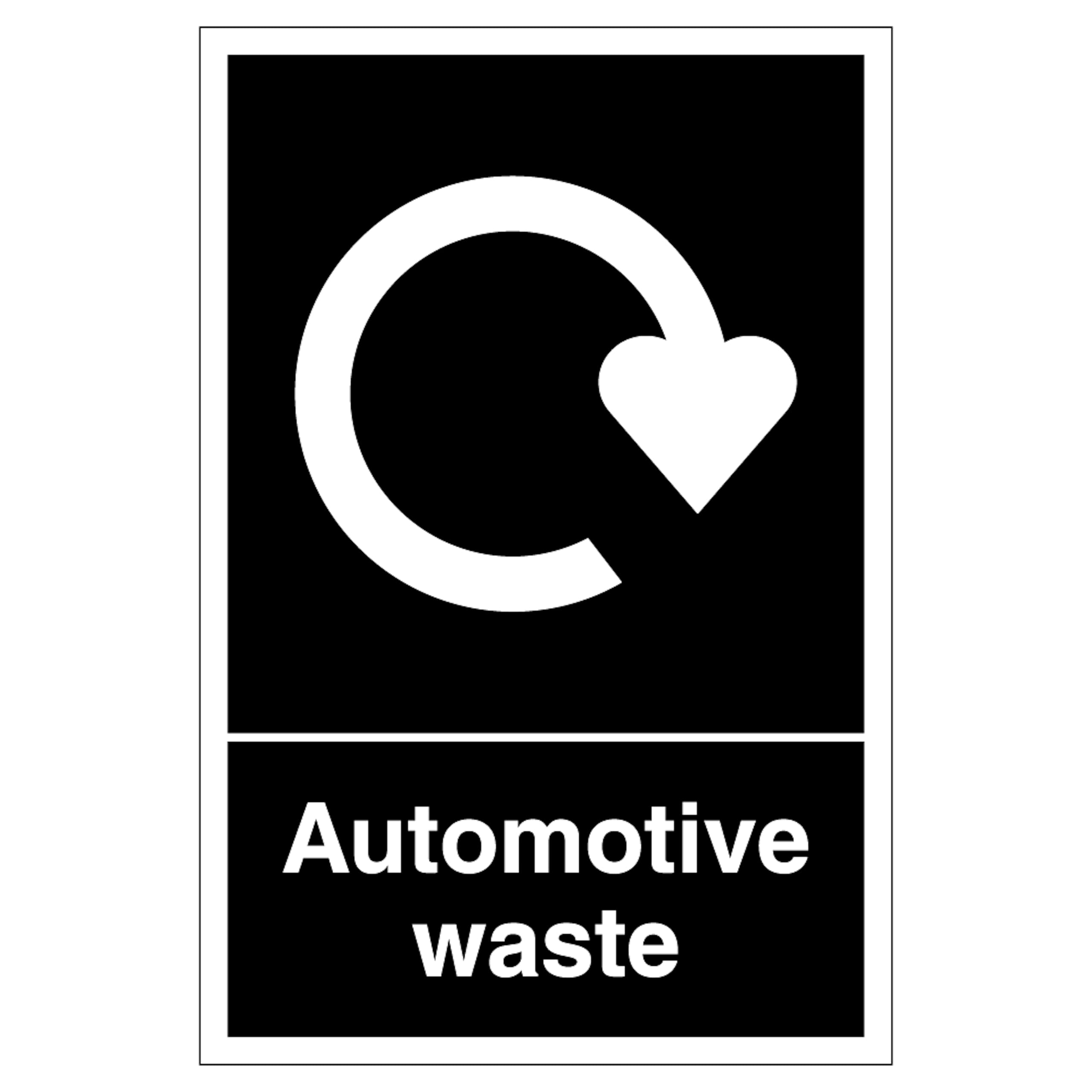 V Safety WRAP - Automotive Waste Recycling 300 x 400mm - 1mm Rigid Plastic Safety Sign