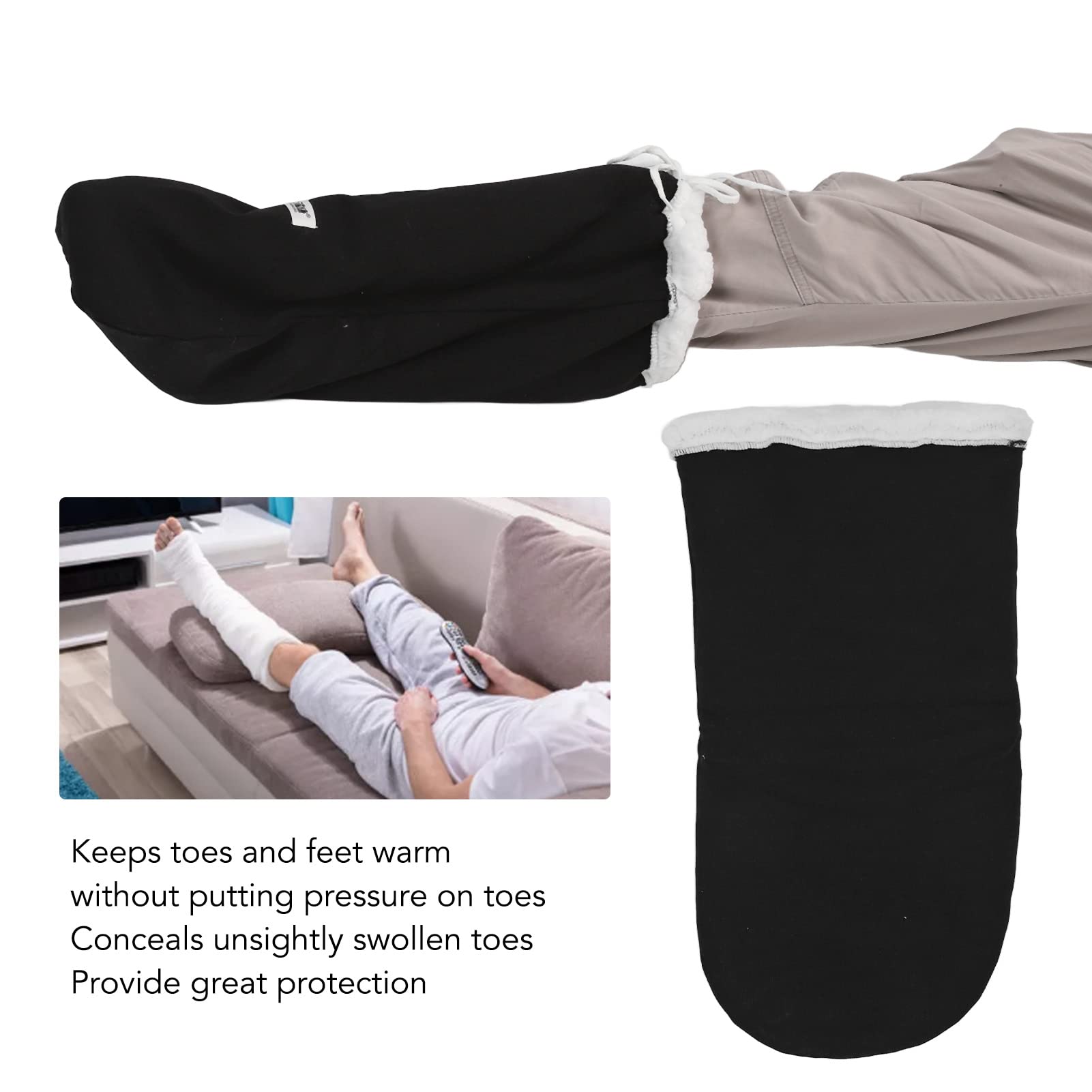 Calcetín fundido, funda para pie fundido negro, largo y grueso, funda para el dedo del pie, protector para el pie y el desgaste al aire libre, funda para botas de fractura, cubierta para la pierna