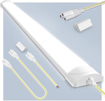 4FT 115cm LED Batten Light,6500K Daylight LED Tube Light,40W Linkable Fluorescent Lights,4000LM Super Bright Strip Lights,Hanging or Surface Mounted Ceiling Lighting for Office Garage Workshop [Energy Class F]
