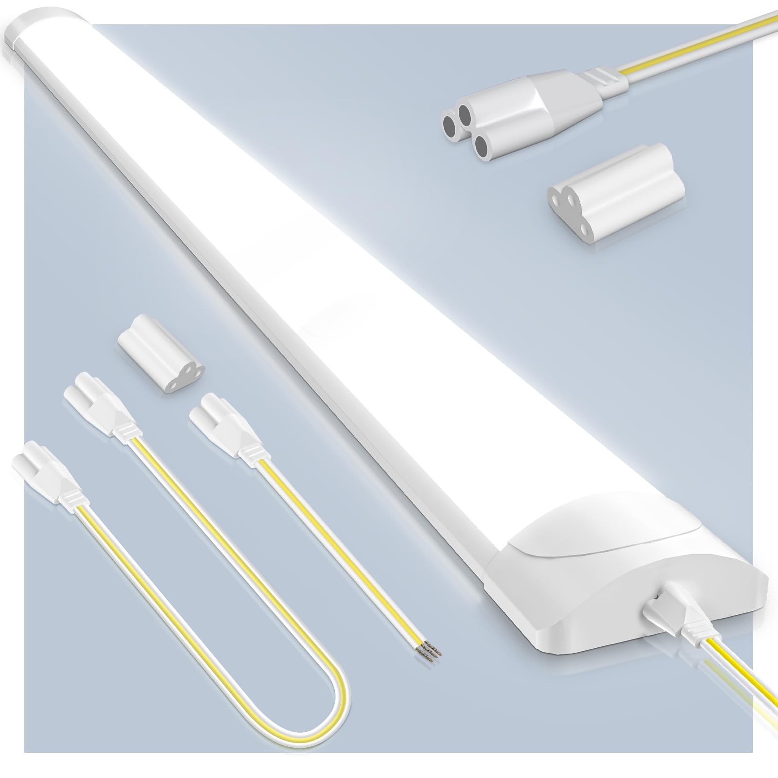 Worshow 1 Pack 4Ft Led Batten Light 115Cm 40W Daylight, 4800Lm 6500K Office Ceiling Lights, Ip54 Fitting Tube Led Fluorescent, Linkable Plug In Strip Light For Home Garage Workshop Office Wall Kitchen Shed