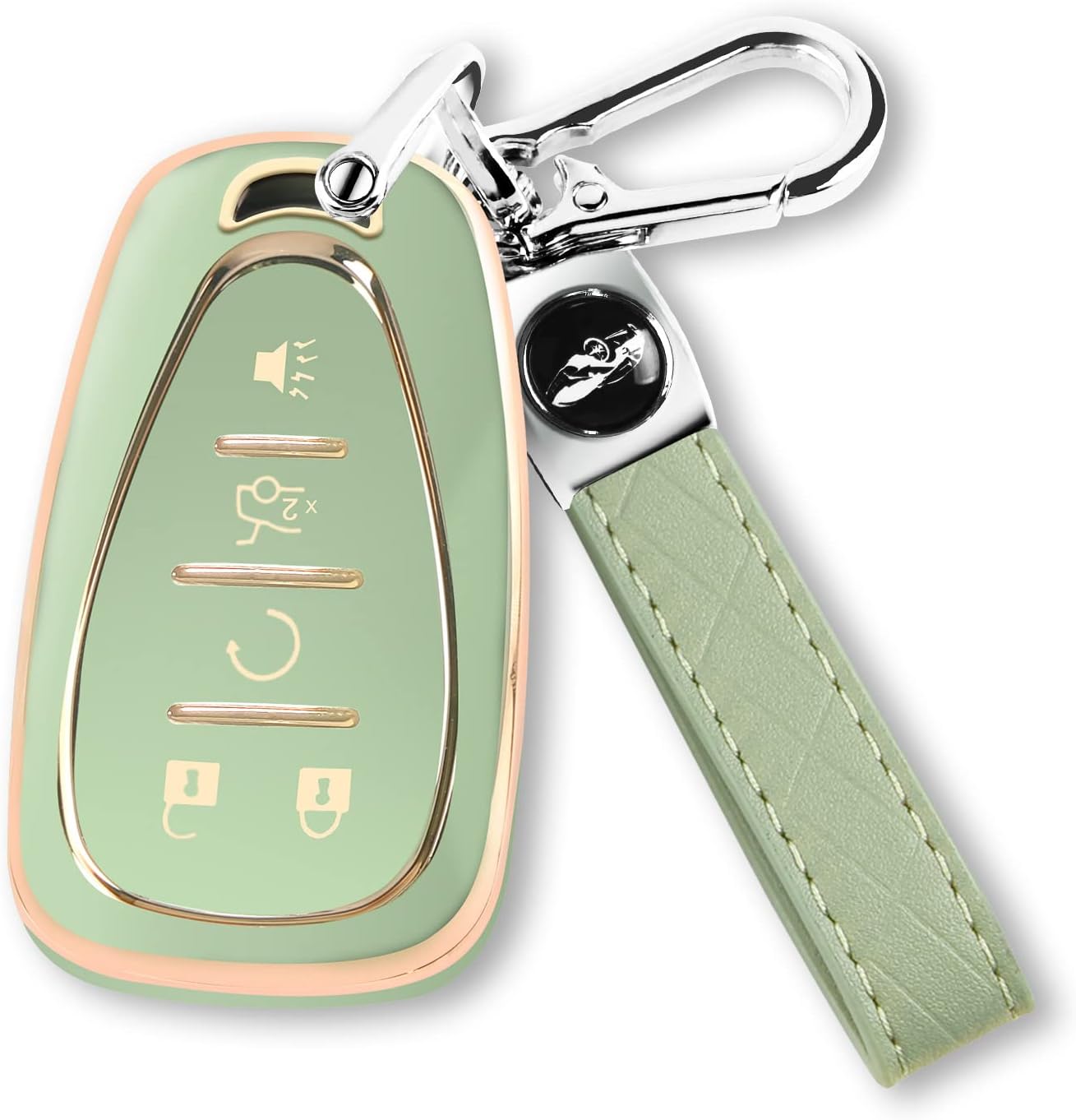 QBUC Fit for Chevy Key Fob Cover with Keychain TPU Protector Suitable for Chevrolet Equinox Malibu Traverse Blazer Camaro Impala Cruze Volt Bolt Sonic Trax Tahoe Key Shell Remote Holder(Black)