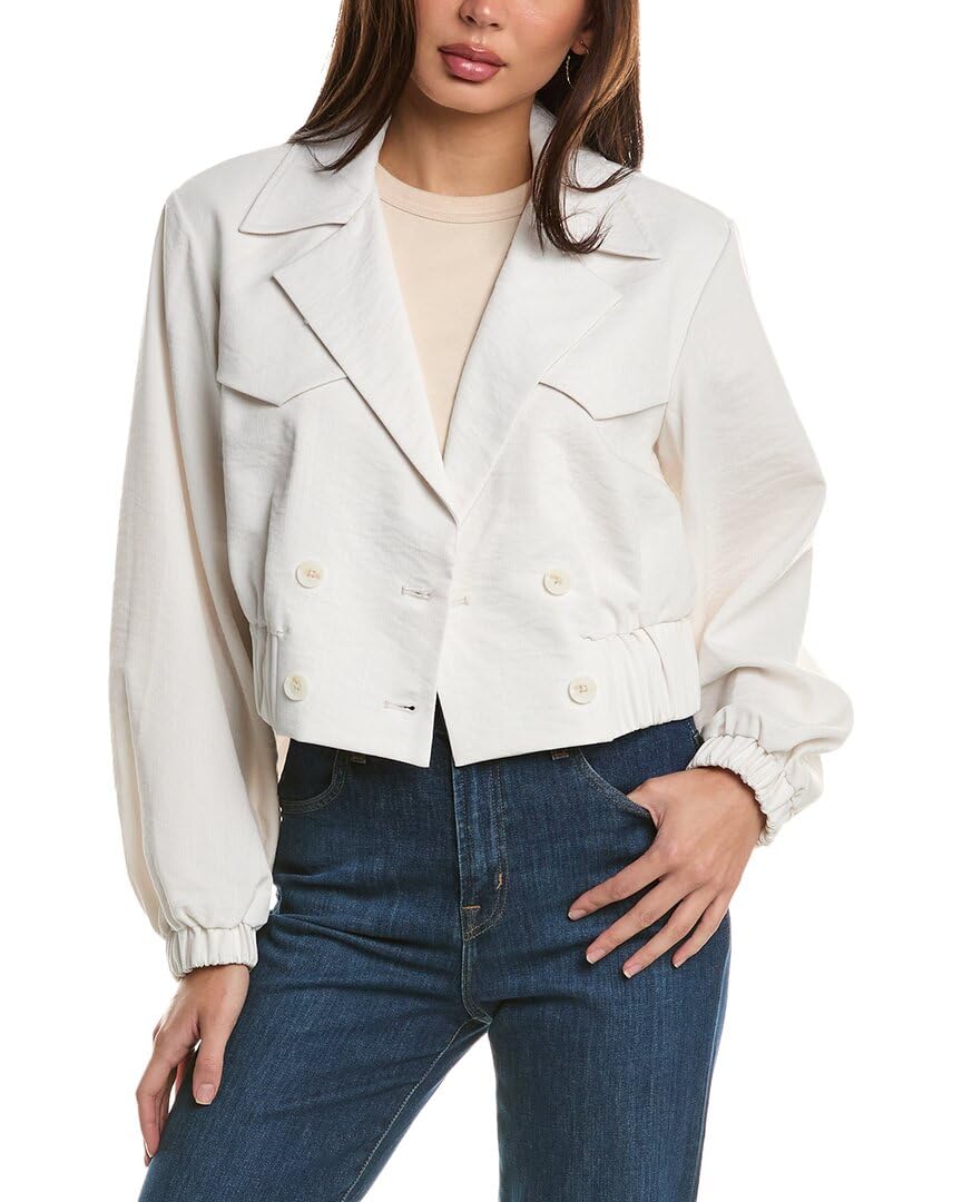 BCBGMAXAZRIA Womens Long Balloon Sleeve V Neck Jacket
