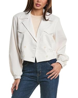 BCBGMAXAZRIA Womens Long Balloon Sleeve V Neck Jacket