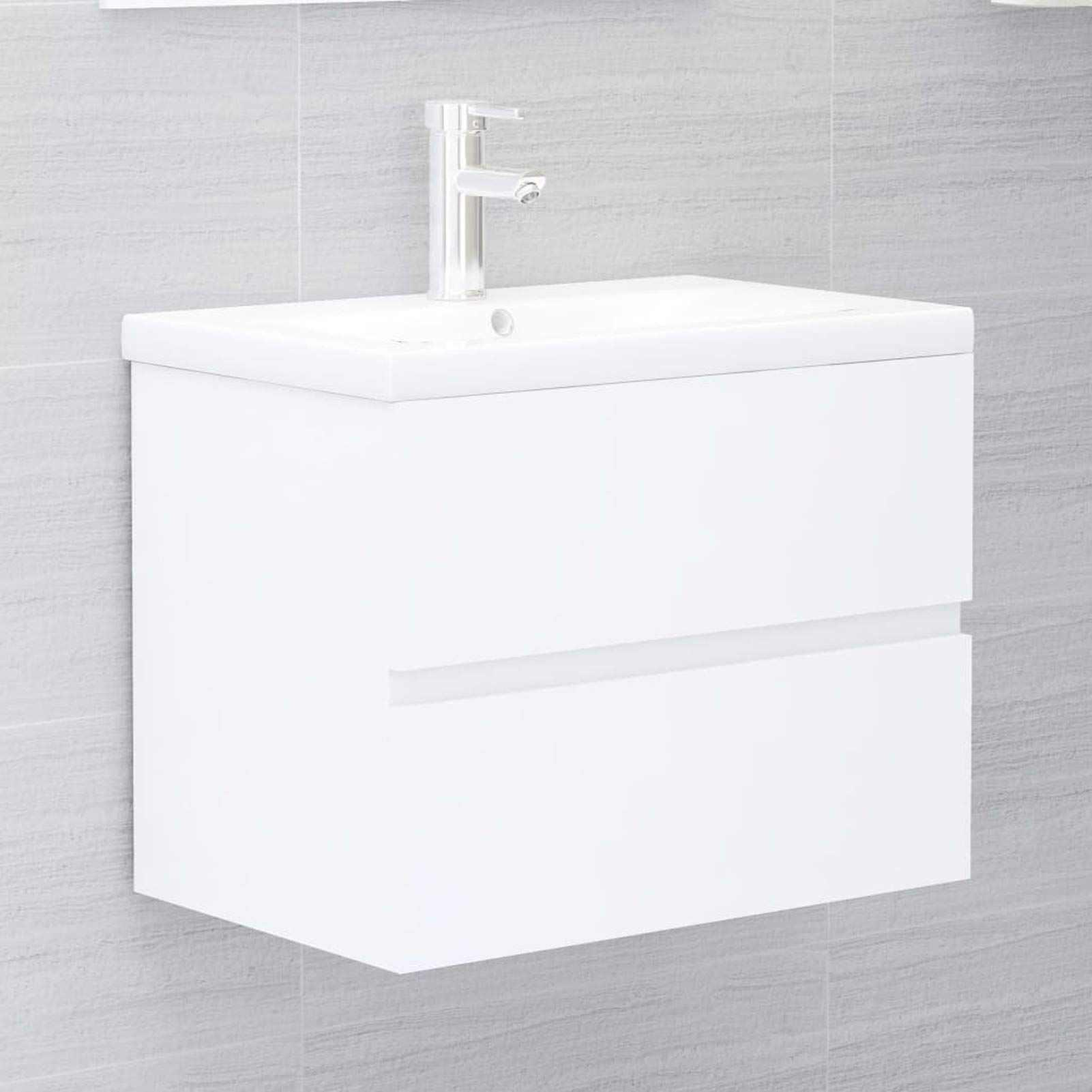 Mobile Lavabo Bianco 60x38,5x45 cm in Legno Multistrato-Mobile Bagno sospeso arredo Moderno mobili in Legno
