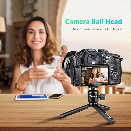 Miniatura 2 de Zeadio Mini cabeza de bola, con montaje de tornillo de 14" y 38" para cámaras, DSLR, monopie, deslizador