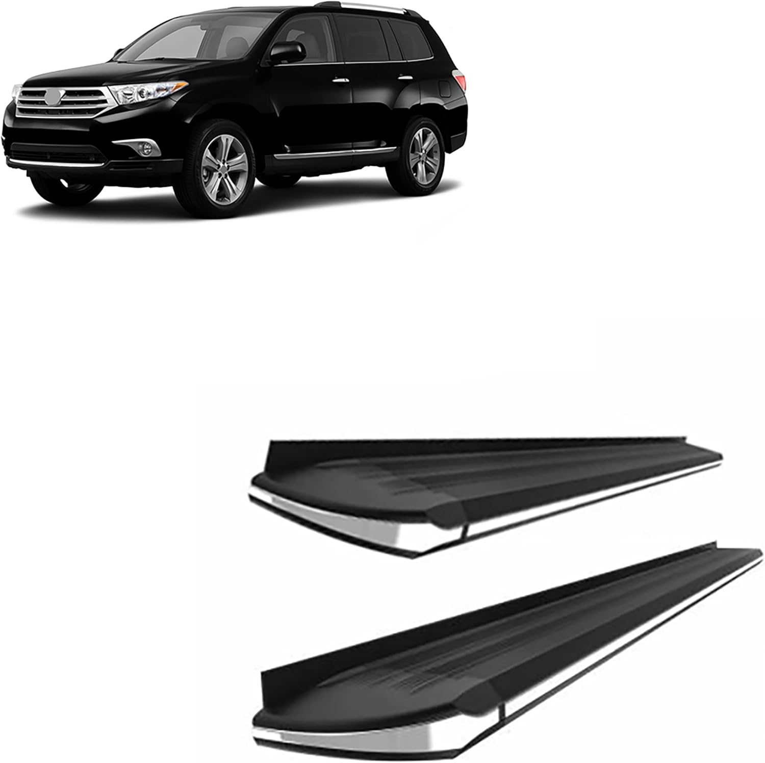 Black Horse Exceed Running Boards Black Compatible with 2008-2013 Toyota Highlander-EX-TYHG