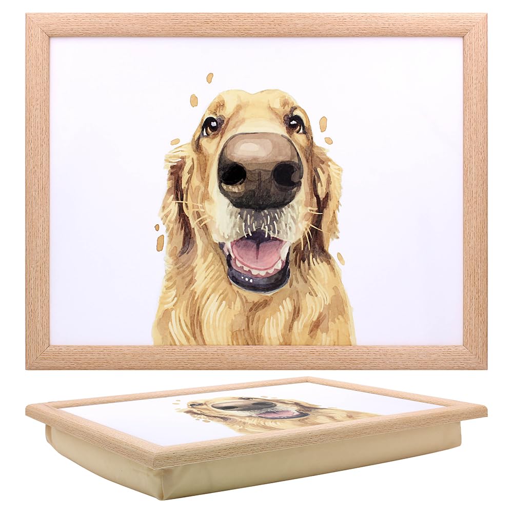 Tamersgifts Cushioned Laptrays Lap Tray TV Dinner Bean Bag Padded Cushion Gift (Golden Retriever Laptray) — image 1