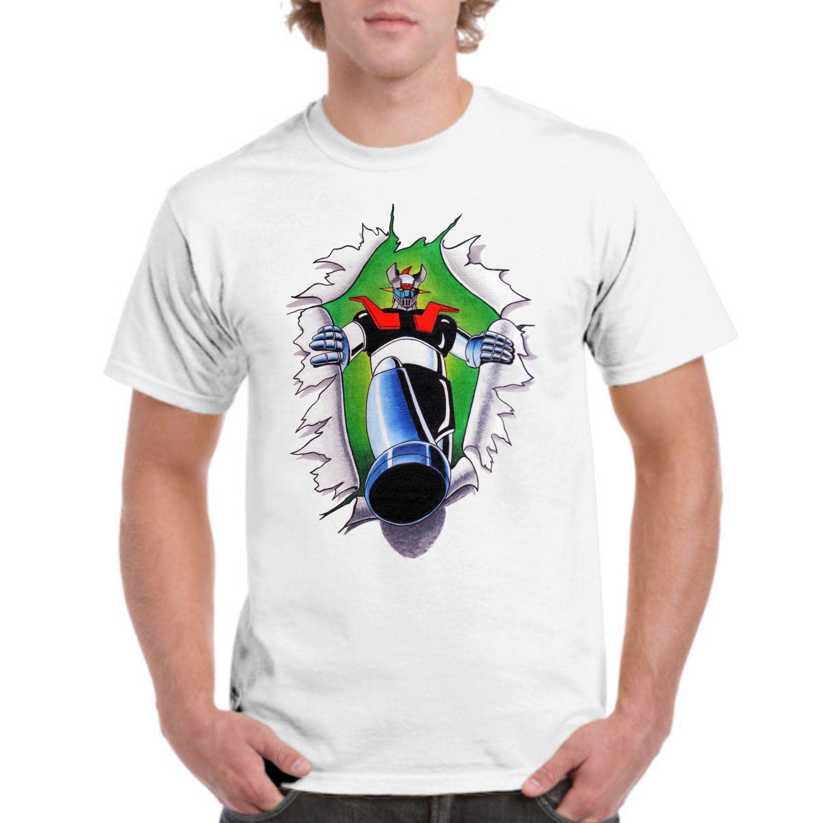 Camiseta Hombre MZ Anime Retro 80s - Estampado Mech 013, 100% Algodón Premium, Envío Desde España