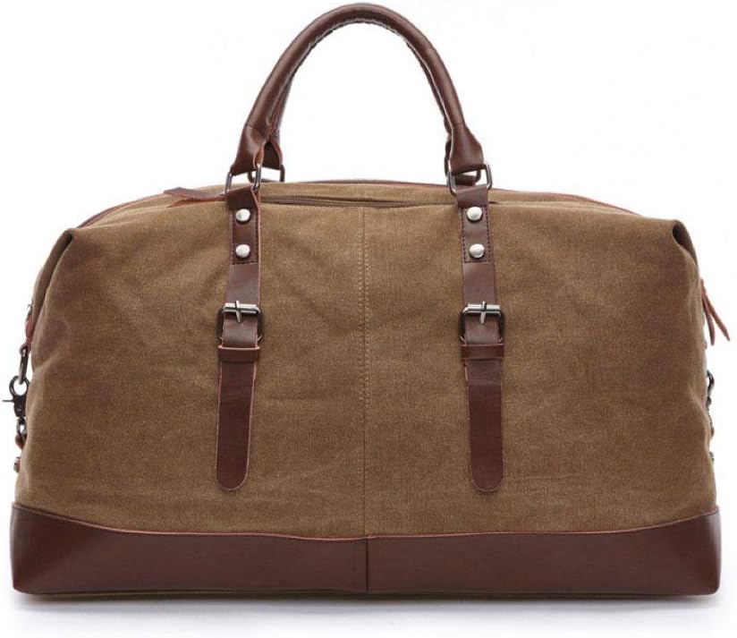 Mala De Viagem Masculina Executiva De Lona E Couro Compartimento Para Notebook Grande E Resistente – ZAFIN (Marrom)