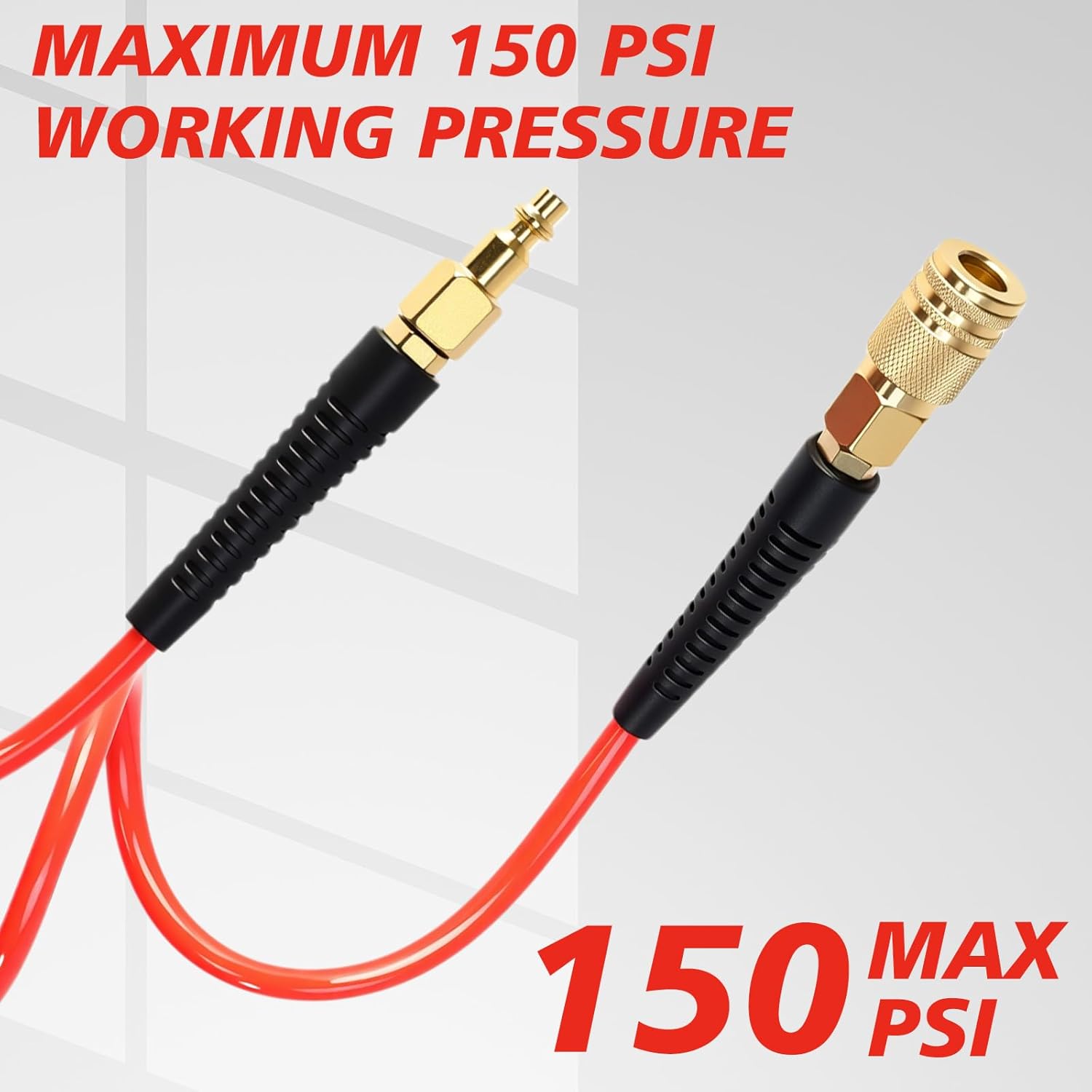 Flutesan 10 Pack 1/4 in x 10 ft Polyurethane Recoil Air Hose Heavy Duty Air Compressor Hose Flexible Line with Bend Restrictor 1/4" Industrial Quick Coupler and Plug for Household Garage Station