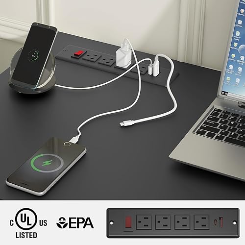 Miniatura 4 de Vabches Escritorio ejecutivo Farmhouse de 47 pulgadas, escritorio para computadora con cajones y armario de almacenamiento, estación de trabajo para