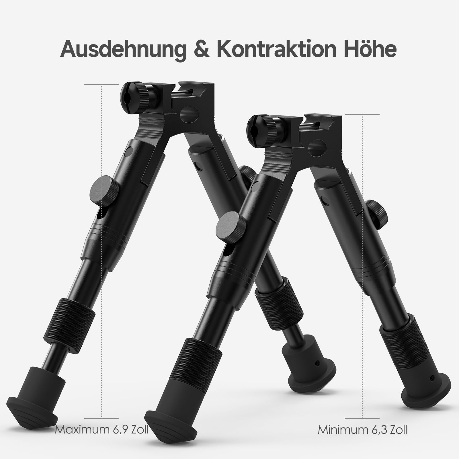 Tactical Rifle Bipod - Schienenmontage und Laufklemme, Einstellbare Höhe von 6,3 bis 6,9 Zoll, für Jagd und Schießen