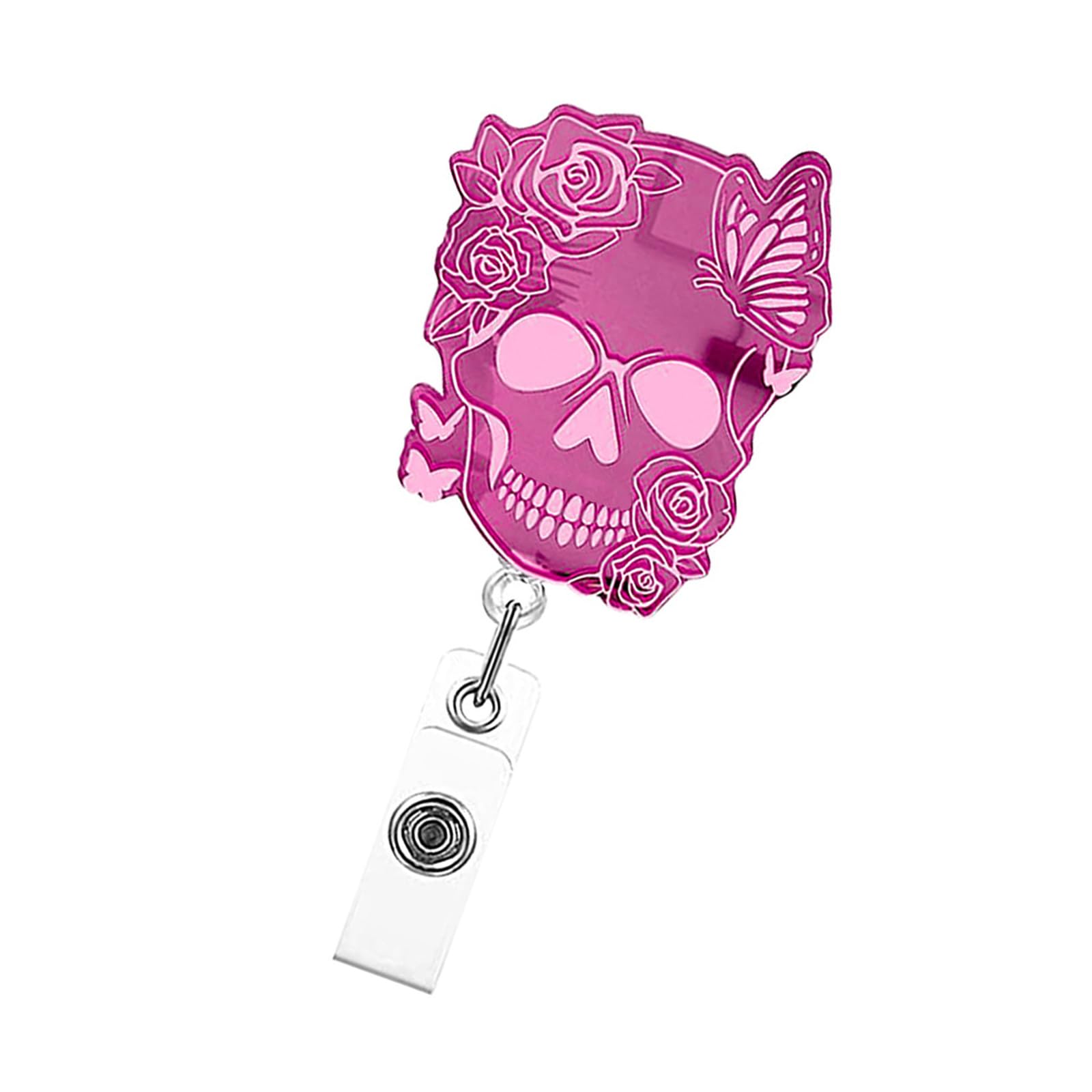 Jazuaiao Badge Reels Retractable Keychain Badge Holders Name Card Holder Skull Holder for Card Name Keychain Retractable