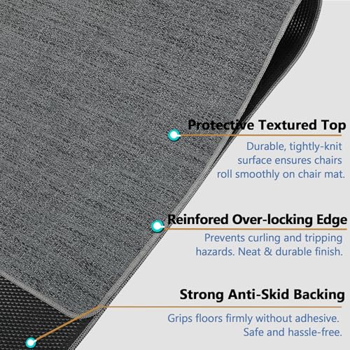 Chair Mat for Hardwood Floor, 50"x63" Desk Computer Chair Mat for Hard Wood & Tile Floor, Large Anti-Slip Hard Floor Protector Rolling Chairs, Desk Rug for Office Home by RccugmatS - Image 3