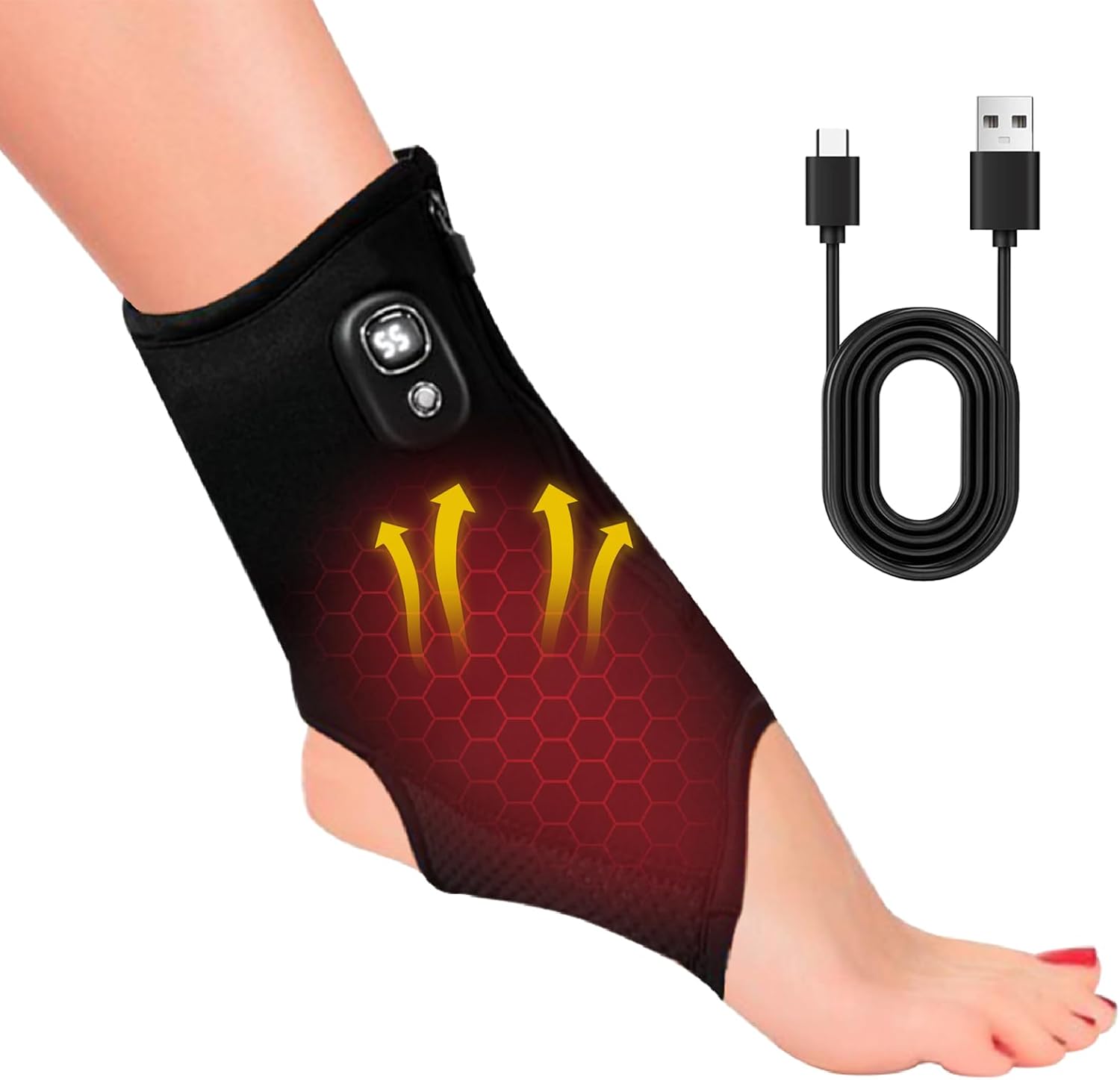 Heated Foot Warmer Adjustable Temperature,Heated Socks for Men Women,Rechargeable 5000 mAh,Electric Ankle Warmers for Hunting, Camping, Hiking, Walking, Fishing, Cycling, Outdoor Work