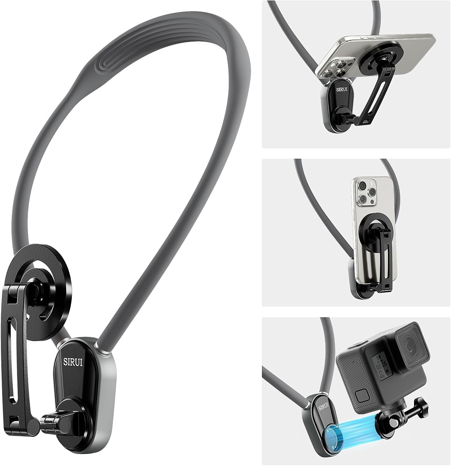 Sirui Magnetic Neck Mount for Phones, Neck Mount Holder POV Hand Free Necklace Mounting Vlog Acessories for iPhone, Android Phones, Insta360 Action Camera