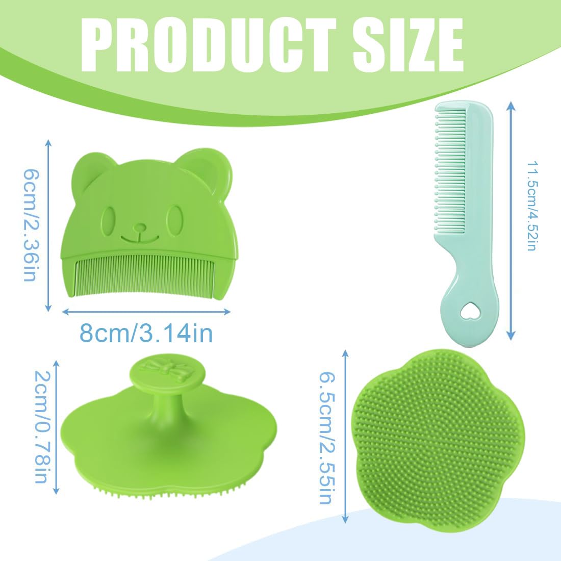 Spazzola da Bagno 3 Pezzi Pettine Neonato - Pettine Crosta Lattea in Silicone per Massaggio Cuoio Capelluto, Spazzola per Bambini (B)