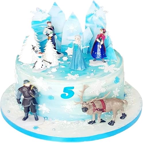 Miniatura 5 de Frozens - Decoración para tartas de Elsa, suministros de fiesta temática, decoración de pastel de cumpleaños para niños, juego de personajes de 6