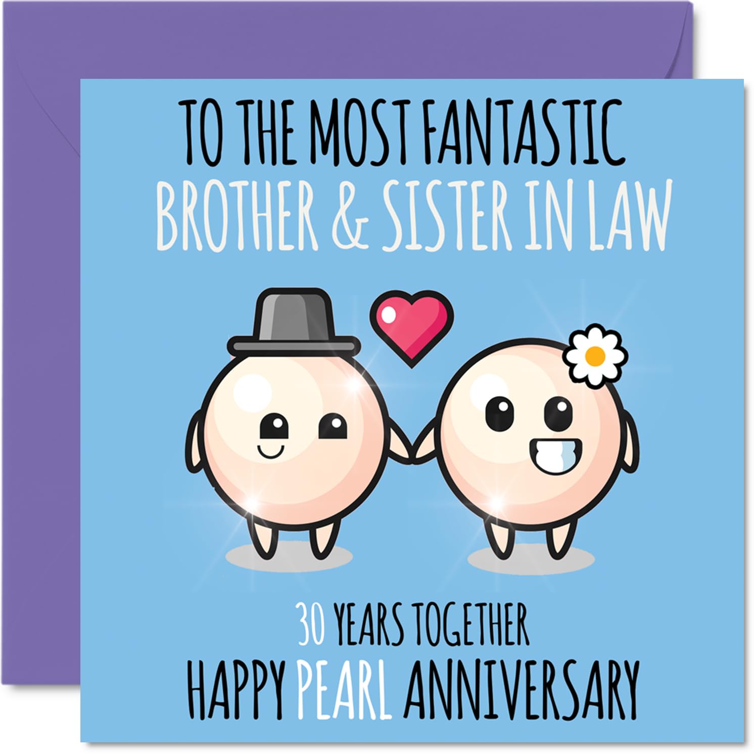 Cute Pearl Anniversary Card for Brother & Sister In Law - 30 Years Together - Happy 30th Wedding Anniversary Cards for Sister In Law Brother, 145mm Greeting Cards Anniversaries