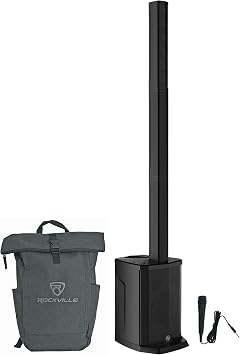 Audiosavings Bundle: WPX-2000 1200 Watt DJ/PA Powered Line Array Speaker w/ 8 Subwoofer+Mic Bundle with Free Rockville RPAK Charcoal Stylish Durable Backpack Bag w/Padded Laptop Pocket (2 Items)