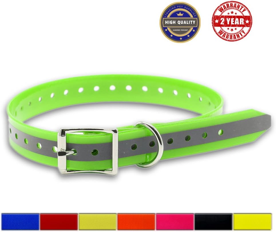 Lynxking TPU Dog Collar Reflective Stripe Water Proof Pet Training Safety Collar for Small Medium and Large Cats and Dogs (Small 3/4",…
