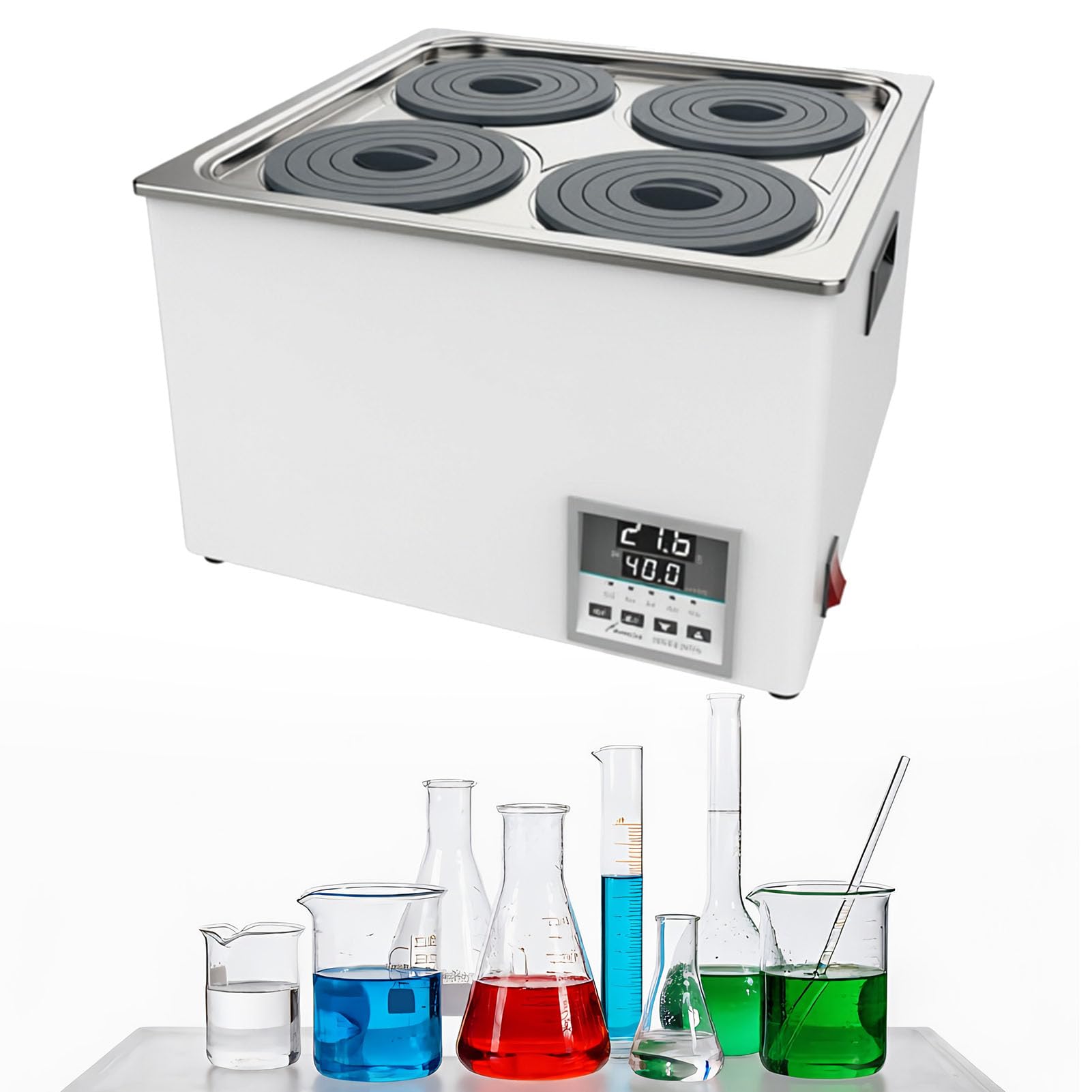Digitales Thermostat-Laborwasserbad, Edelstahl-Innentank, Digitalanzeige, Wasserbad-Laborausrüstung und Timing-Funktion, Temperaturbereich Raumtemperatur-99,9 ℃, für Forschungszentrum