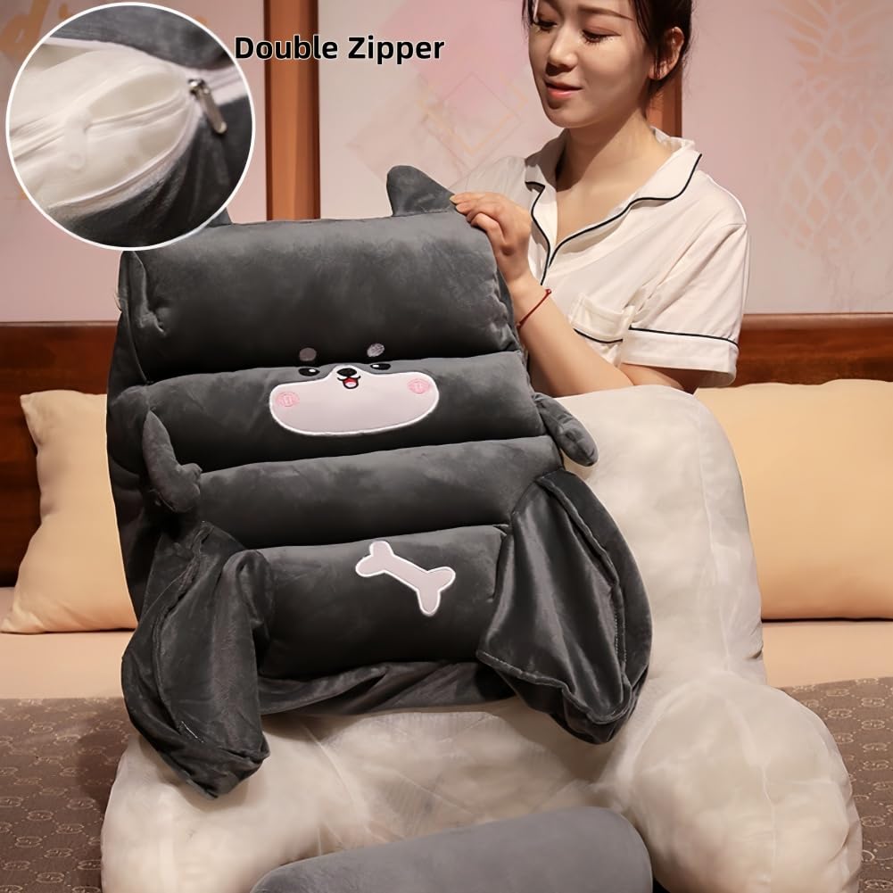 WLLYXUS Cute Cartoon Reading Pillow for Kids Adults, Heightened Back Pillow for Sitting Up in Bed, Bed Rest Pillow with Arms, Back Support Pillow for Bed Couch (Yellow 2, L-27.5 * 23.6 inches)