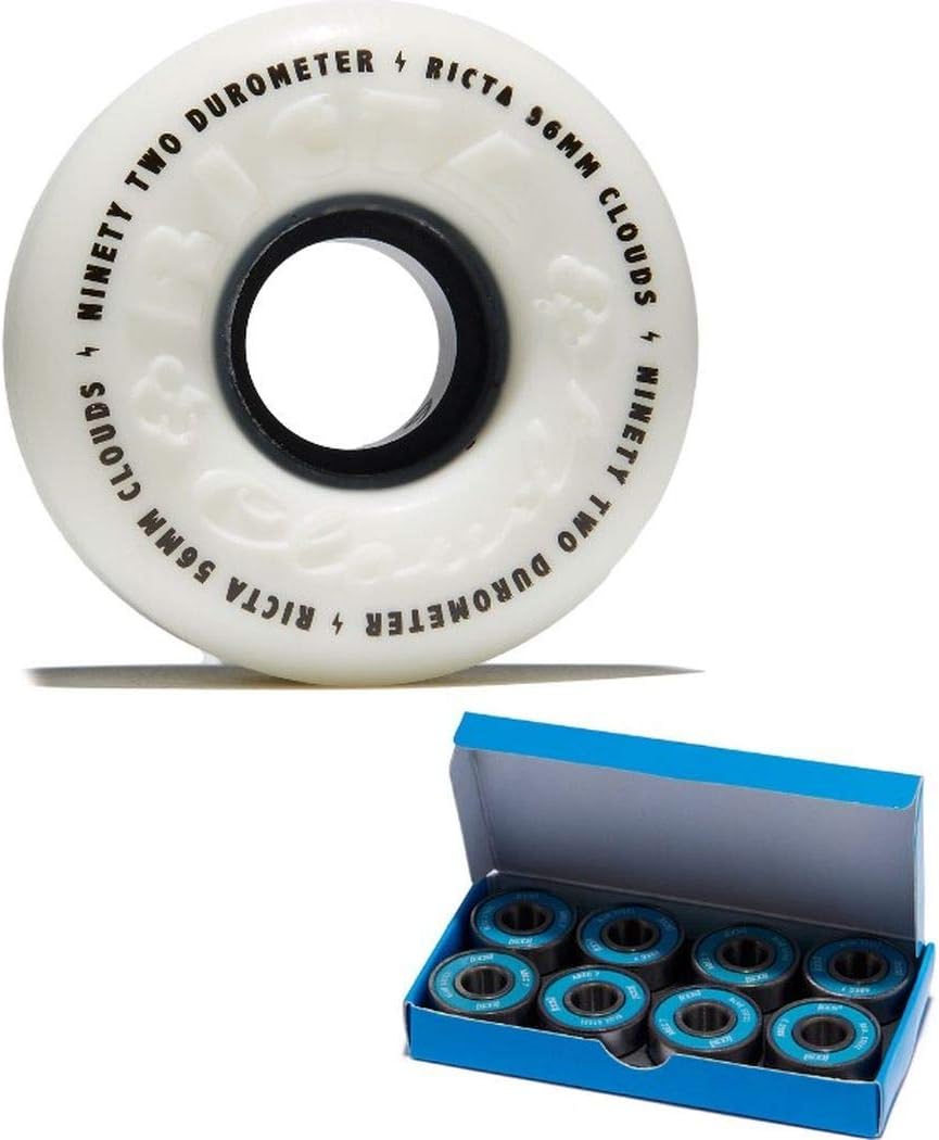 Ricta Clouds 92a Skateboard Wheel 56mm White with CCS ABEC 7 Bearings
